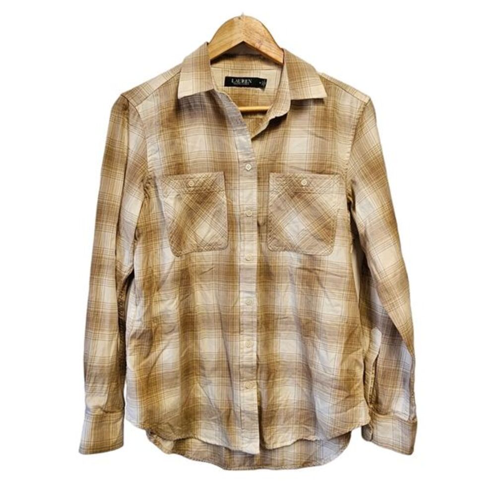 ✨Ralph Lauren Flannel Plaid Shirt Long Sleeve MEDIUM Lauren Ralph Lauren